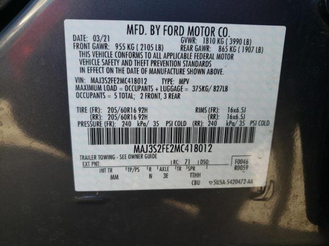 MAJ3S2FE2MC418012 Ford ECOSPORT S