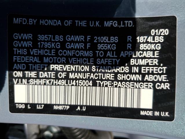 SHHFK7H49LU415004 Honda Civic Sport