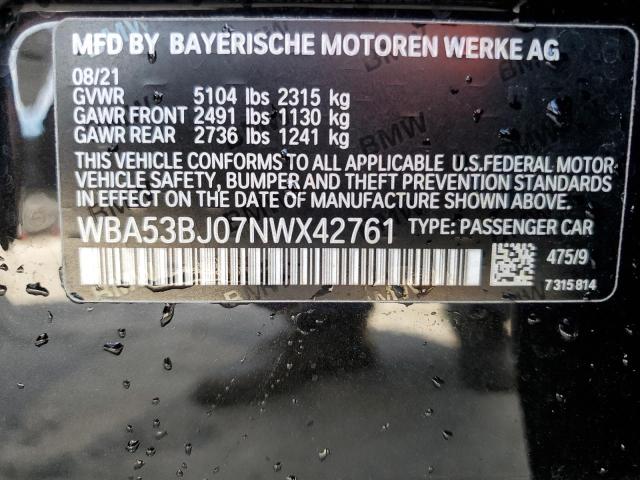 WBA53BJ07NWX42761 BMW 540 I