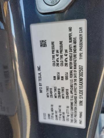 5YJ3E1EAXNF302507 Tesla MODEL 3