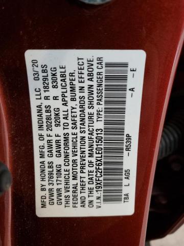 19XFC2F6XLE015013 Honda Civic Lx