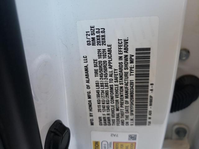 5FNYF5H26MB034391 Honda PILOT SE