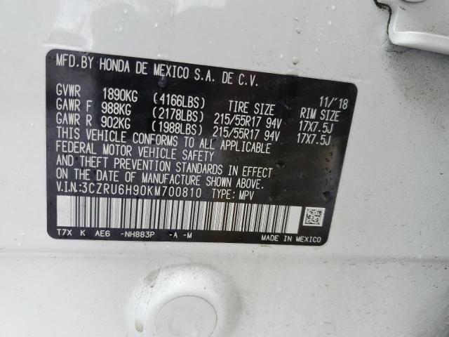 3CZRU6H90KM700810 Honda Hr-v Touring