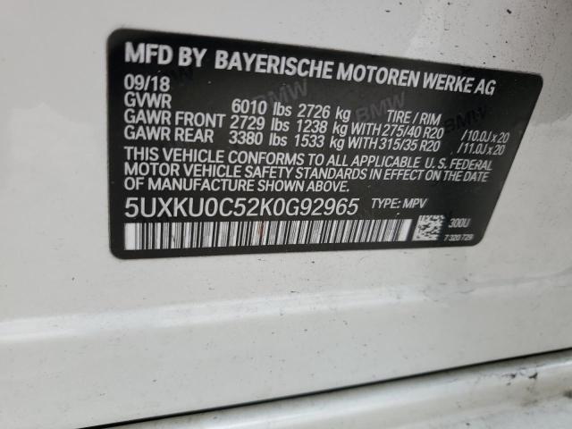 5UXKU0C52K0G92965 BMW X6 Sdrive35i