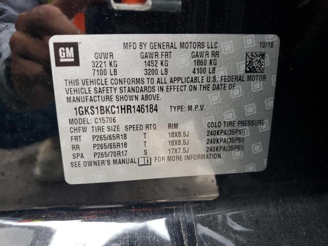 1GKS1BKC1HR146184 GMC YUKON SLT