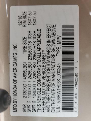 5J6RW1H93KL000245 Honda Cr-v Touring