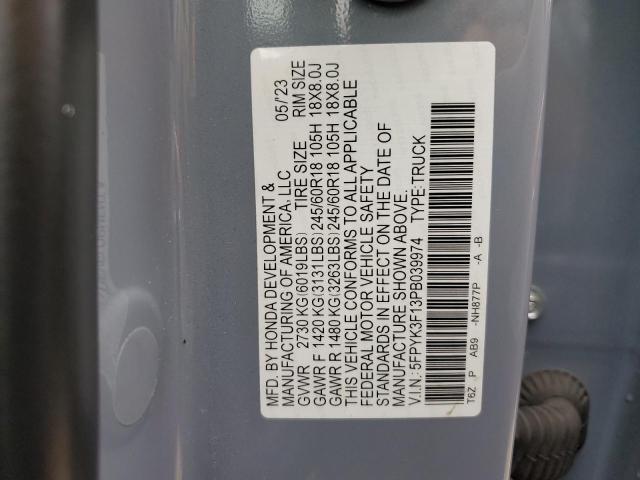 5FPYK3F13PB039974 Honda Ridgeline Sport