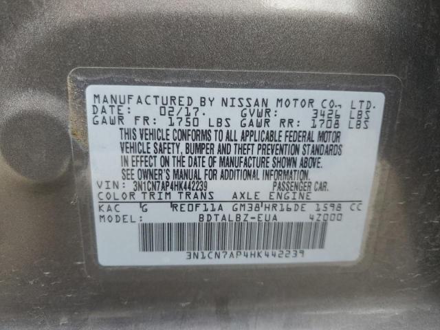 3N1CN7AP4HK442239 Nissan VERSA S