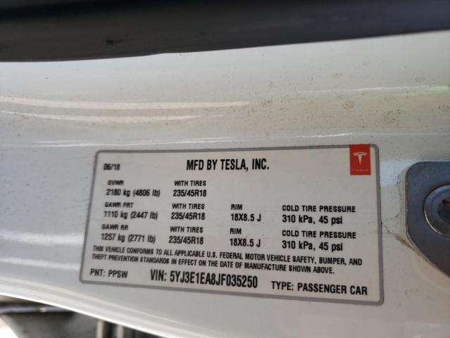 5YJ3E1EA8JF035250 Tesla MODEL 3