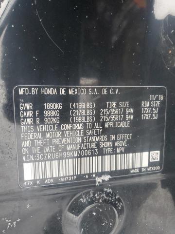 3CZRU6H99KM700613 Honda Hr-v Touring