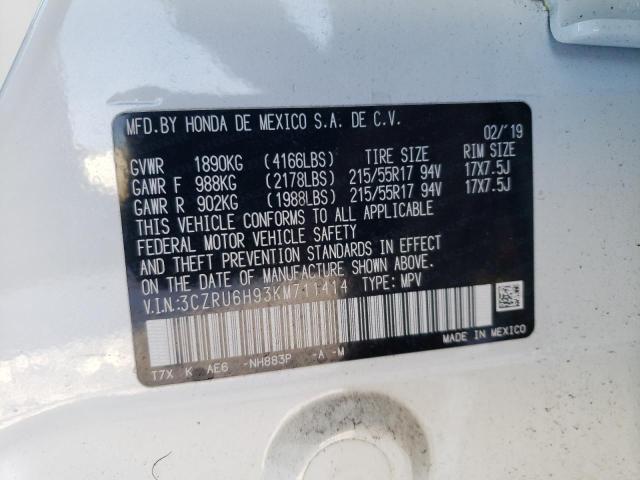 3CZRU6H93KM711414 Honda Hr-v Touring