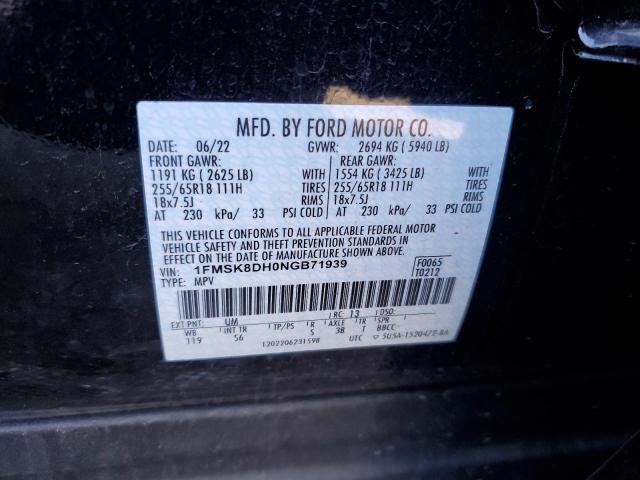 1FMSK8DH0NGB71939 Ford EXPLORER XLT
