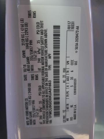 1FMCU9GDXKUA01663 Ford ESCAPE SE