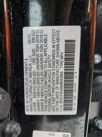 5FNYF6H26MB093866 Honda PILOT SE
