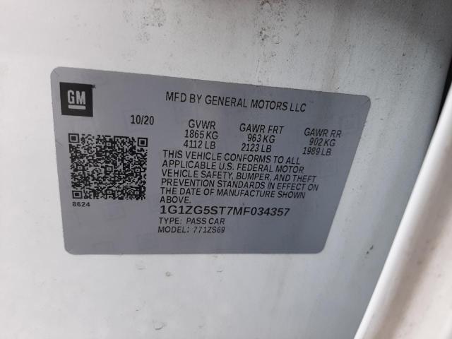 1G1ZG5ST7MF034357 Chevrolet MALIBU RS