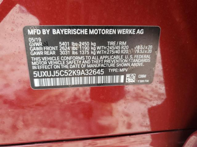5UXUJ5C52K9A32645 BMW X4 M40i