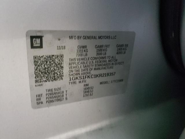 1GKS1FKC1KR219357 GMC Yukon Xl C1500 Sle