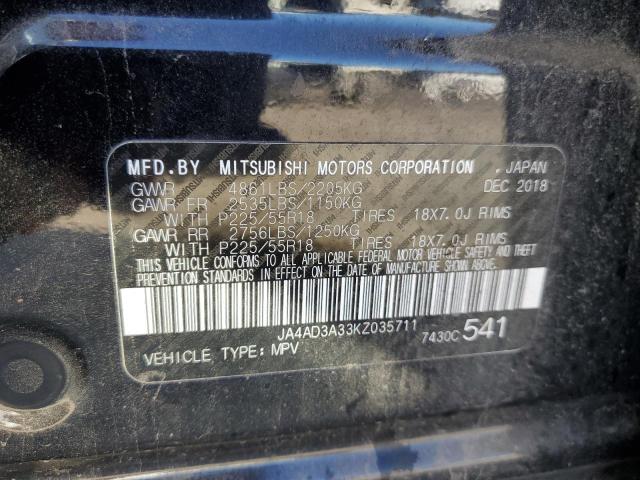 JA4AD3A33KZ035711 Mitsubishi Outlander Se