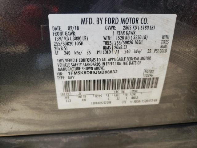 1FM5K8D89JGB08832 Ford EXPLORER XLT