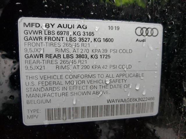 WA1VAAGE6KB022466 Audi E-tron Prestige