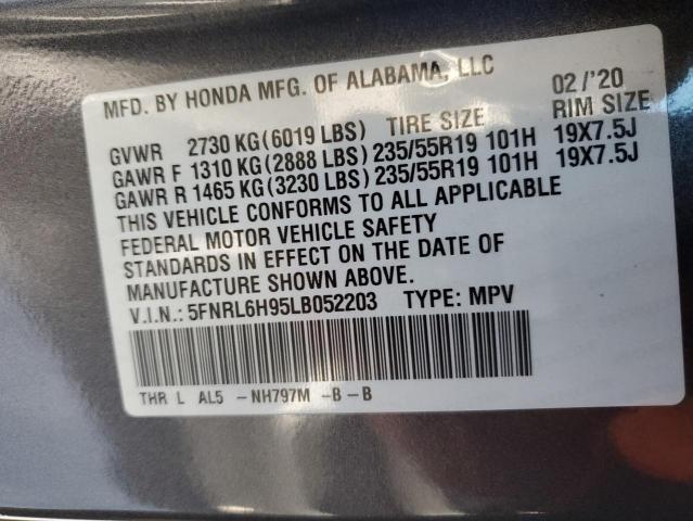 5FNRL6H95LB052203 Honda Odyssey Elite