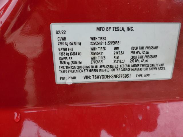 7SAYGDEF3NF376951 Tesla Model Y