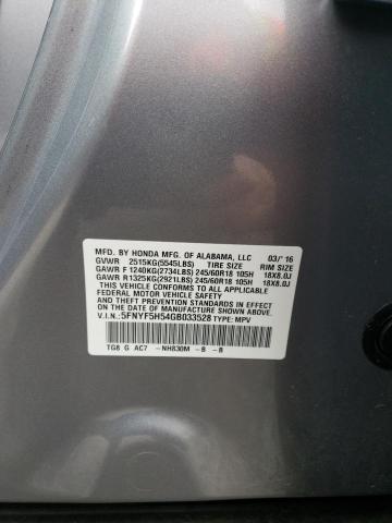 5FNYF5H54GB033528 Honda PILOT EXL