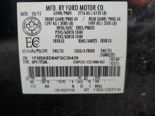 1FM5K8D84FGC30439 Ford EXPLORER XLT