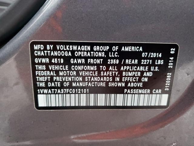 1VWAT7A37FC012101 Volkswagen PASSAT S