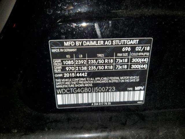 WDCTG4GB0JJ500723 Mercedes-Benz Gla 250 4matic
