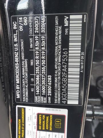 4JGDA5GB2FA475361 Mercedes-Benz Ml 400 4matic