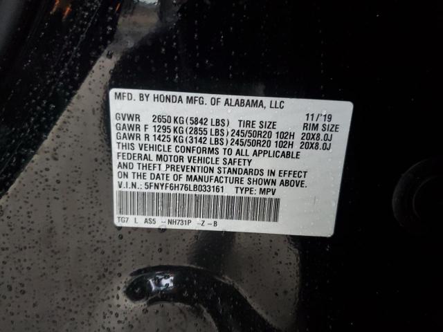 5FNYF6H76LB033161 Honda Pilot Black