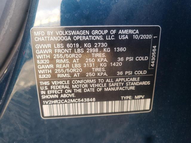 1V2HR2CA2MC543846 Volkswagen ATLAS SE