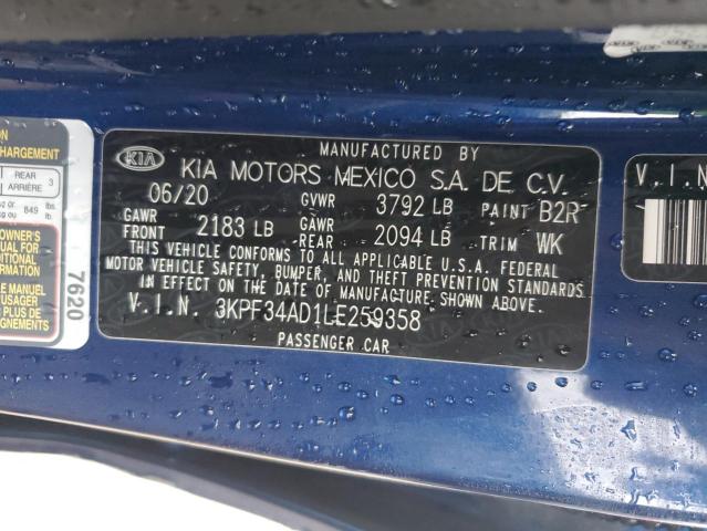 3KPF34AD1LE259358 KIA Forte Gt Line
