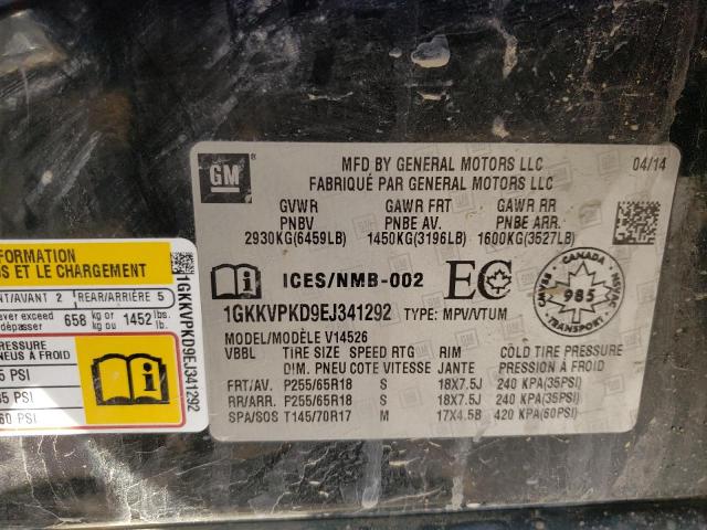 1GKKVPKD9EJ341292 GMC ACADIA SLE