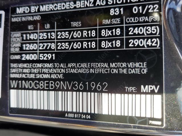 W1N0G8EB9NV361962 Mercedes-Benz Glc 300 4matic