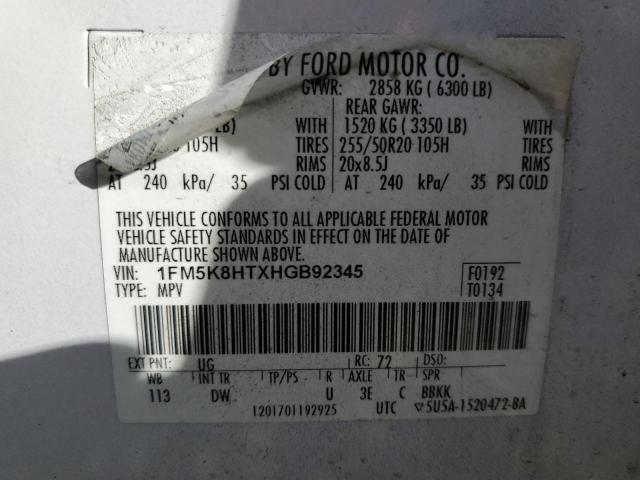 1FM5K8HTXHGB92345 Ford Explorer Platinum