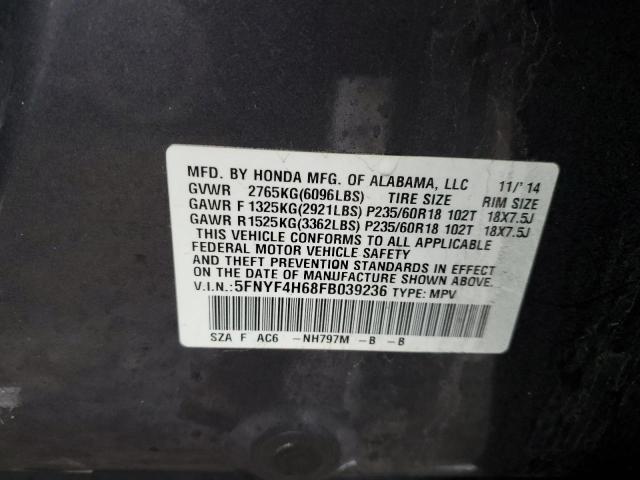 5FNYF4H68FB039236 Honda PILOT EXL