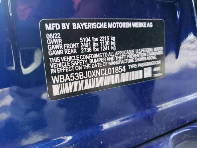 WBA53BJ0XNCL01854 BMW 540 I