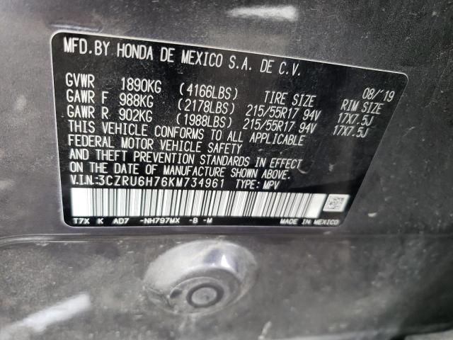 3CZRU6H76KM734961 Honda Hr-v Exl