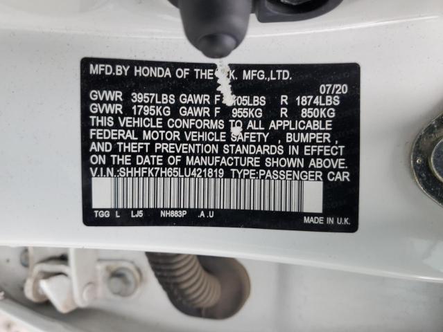 SHHFK7H65LU421819 Honda CIVIC EX