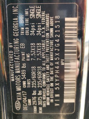 5XYPH4A5XJG421518 KIA SORENTO EX