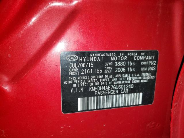 KMHDH4AE7GU601240 Hyundai ELANTRA SE