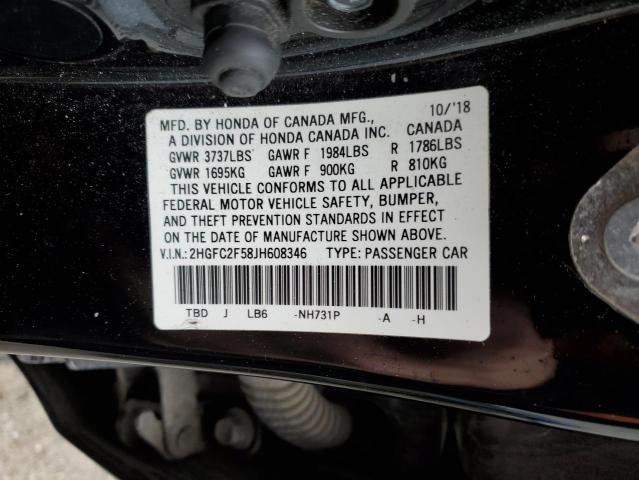2HGFC2F58JH608346 Honda Civic Lx
