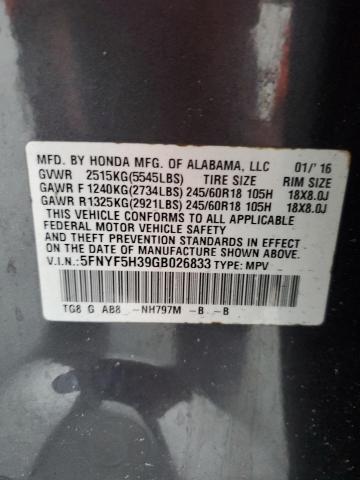 5FNYF5H39GB026833 Honda Pilot Ex