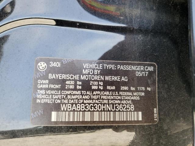 WBA8B3G30HNU36258 BMW 340 I