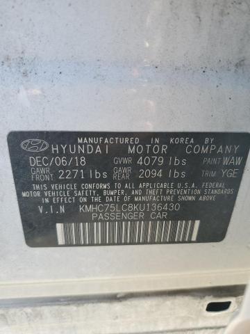 KMHC75LC8KU136430 Hyundai Ioniq Sel
