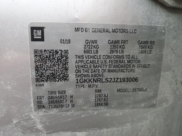 1GKKNRLS2JZ193006 GMC ACADIA SLE