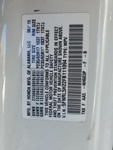 5FNRL5H22FB111094 Honda ODYSSEY LX