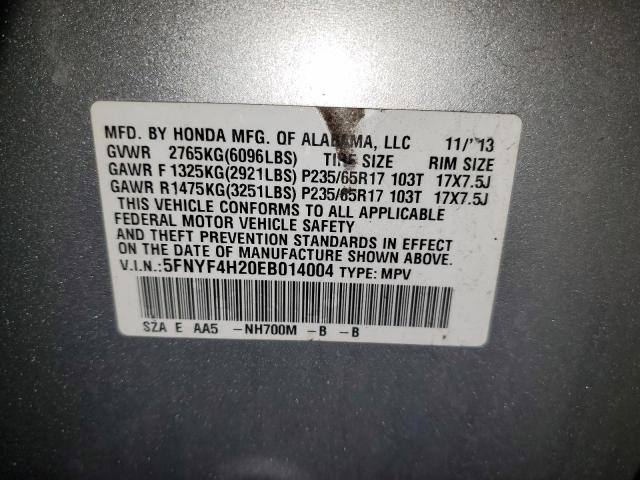 5FNYF4H20EB014004 Honda PILOT LX